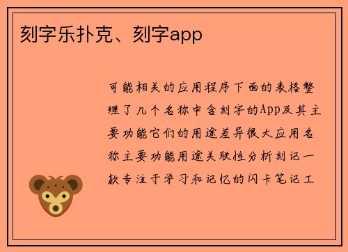 刻字乐扑克、刻字app